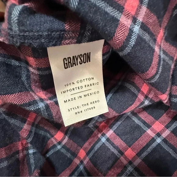 Anthropologie Grayson L The Hero Buttondown Flannel Blue Pink Plaid - Picture 7 of 9